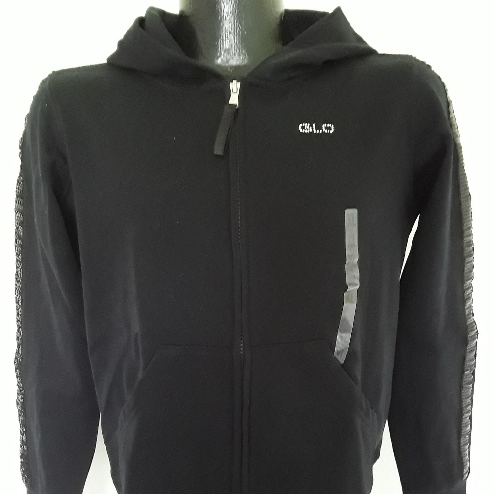 GLO black hoodie sweatshirt juniors full zipper hoodie women size XL New